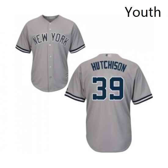 Youth New York Yankees 39 Drew Hutchison Authentic Grey Road Baseball Jersey